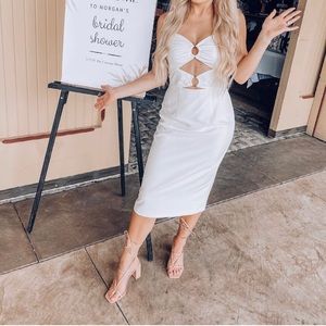 Gianni Bini Cut Out White Midi Dress